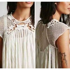 Free People Stars Align Swing Top LACE X-SMALL  Eggshell